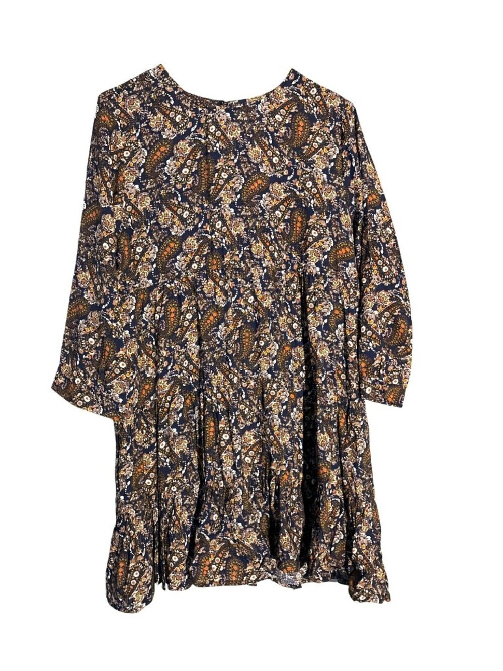 NWT Natural Life Heidi Babydoll Tiered Paisley Floral Dress Size M